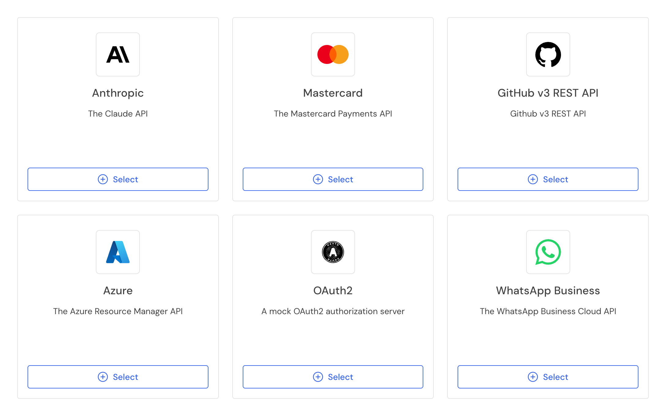 WireMock Cloud featured templates: Anthropic, Mastercard, GitHub, Azure, OAuth2 and WhatsApp Business